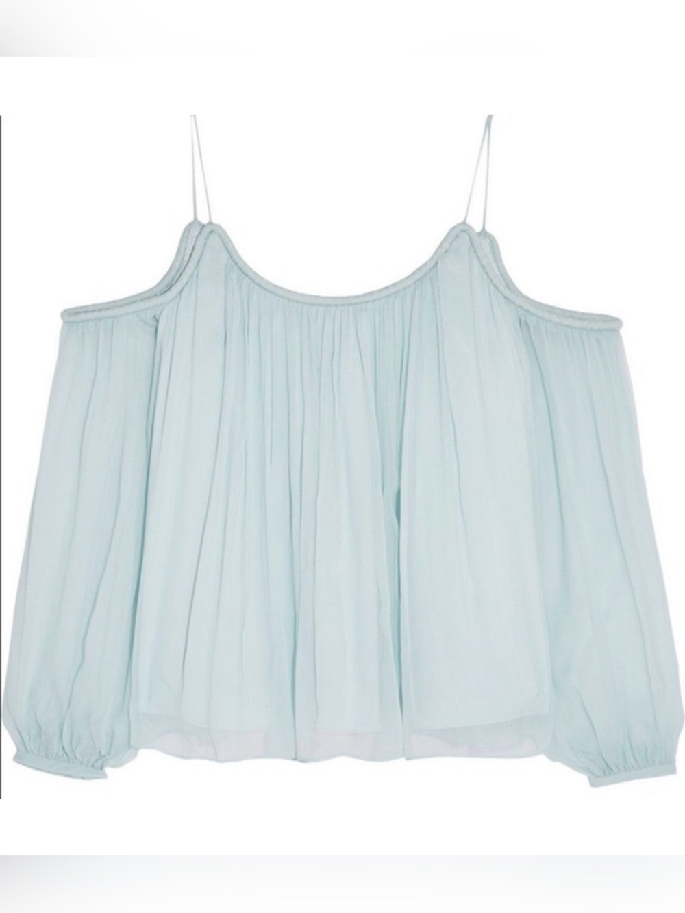 Elizabeth and James Light Blue Cold-Shoulder Chiffon Top